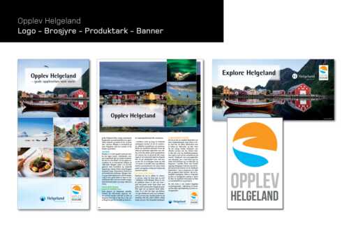 Brosjyre, logo, produktark, banner for Opplev Helgeland